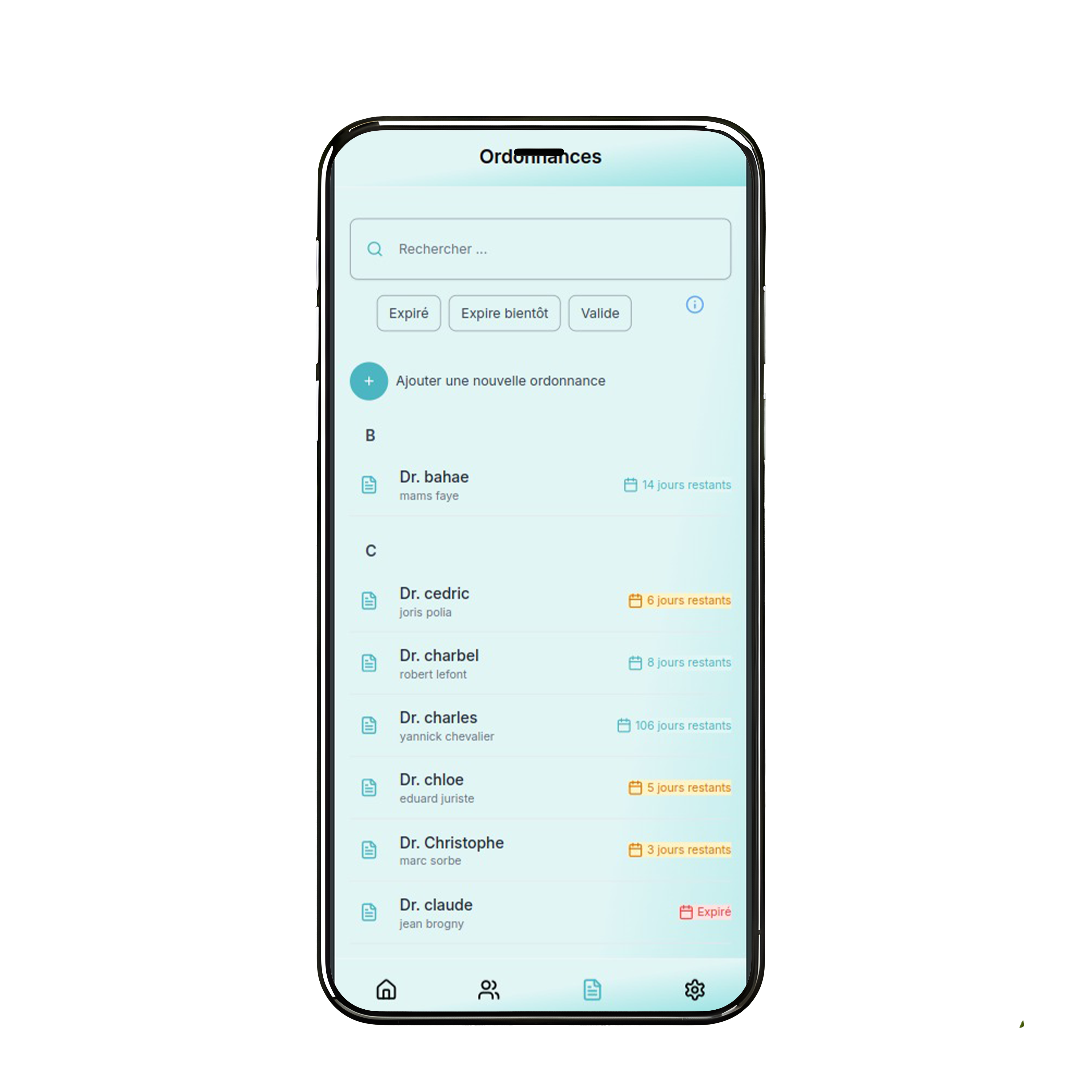 image des ordonnaces du l'application'